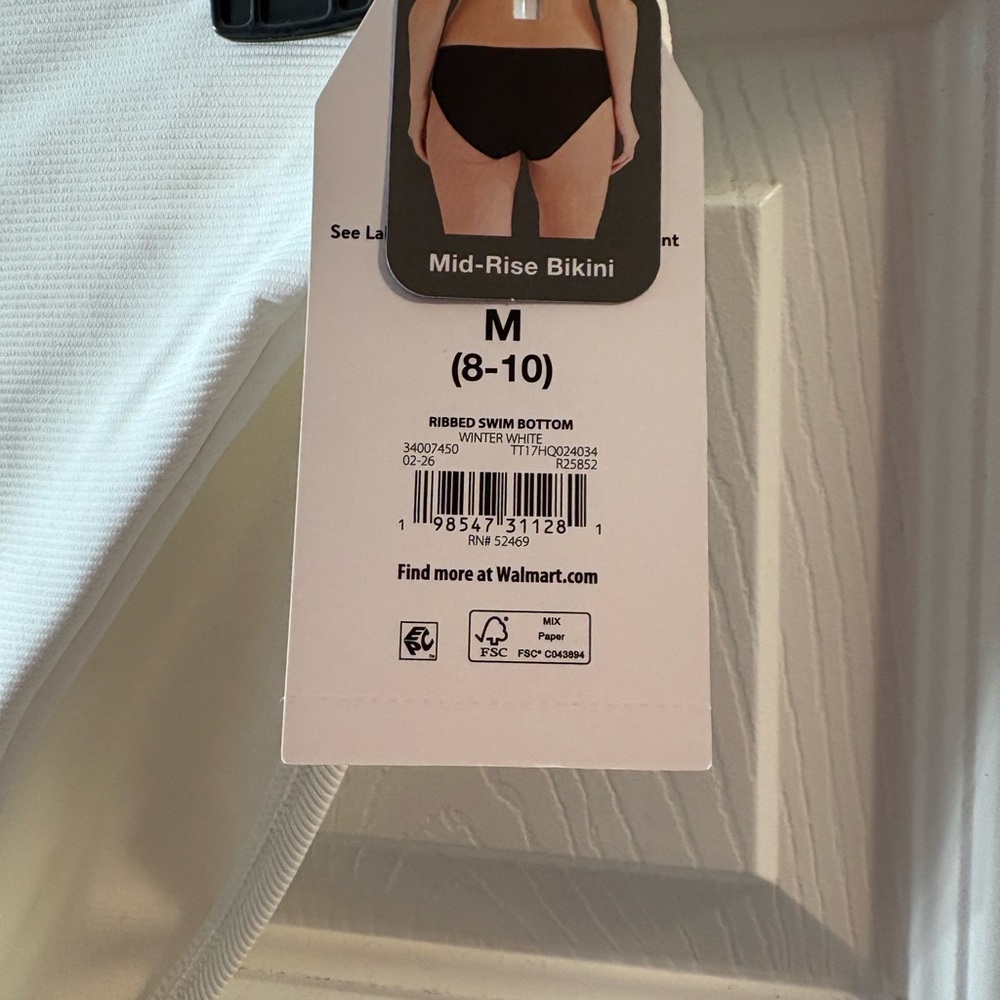 White Ribbed Bikini Bottom NWT - Picture 2 of 4